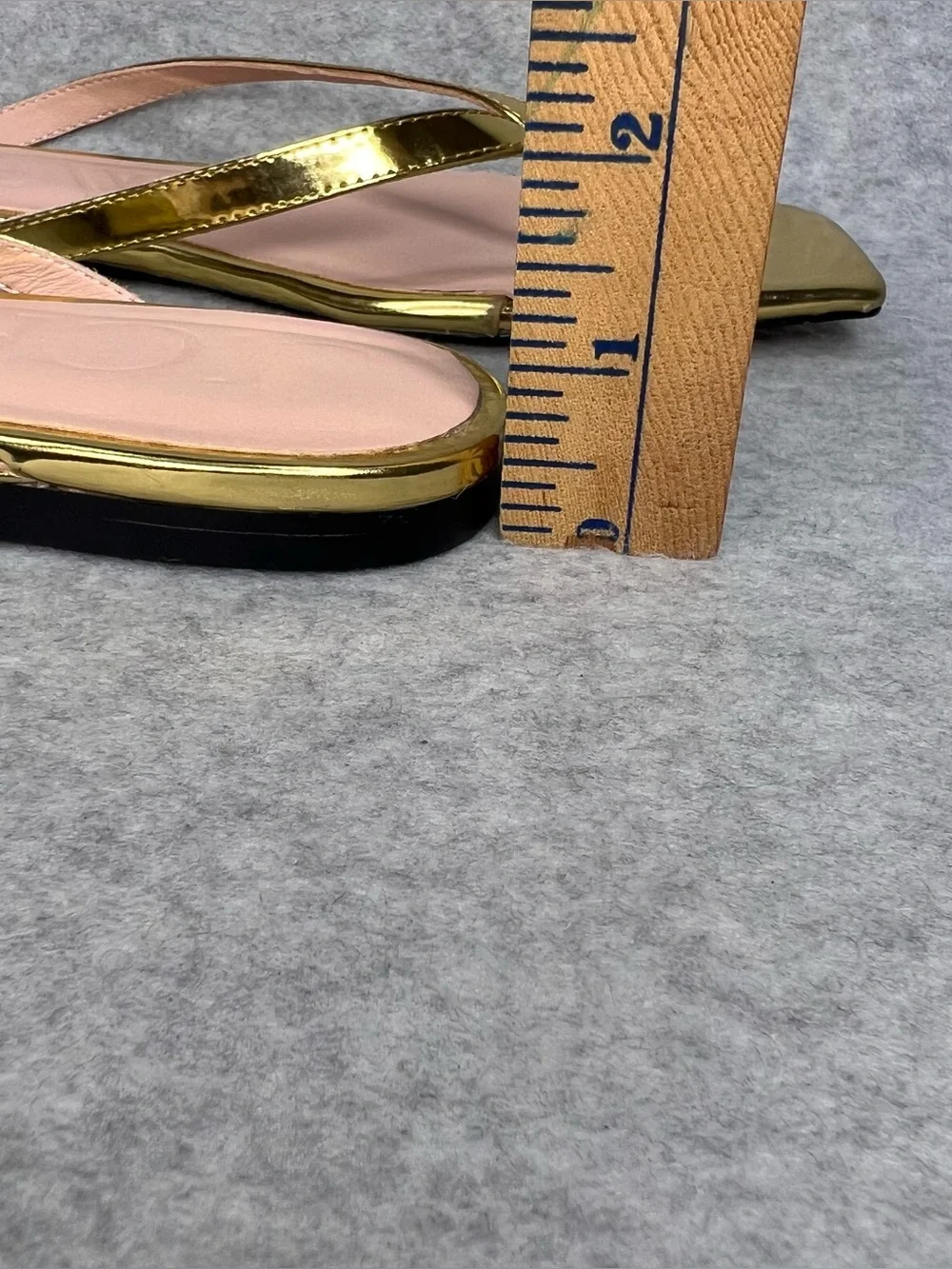 J.Crew Capri Thong Sandals Square Toe Metallic Gold Leather Size 10 NEW